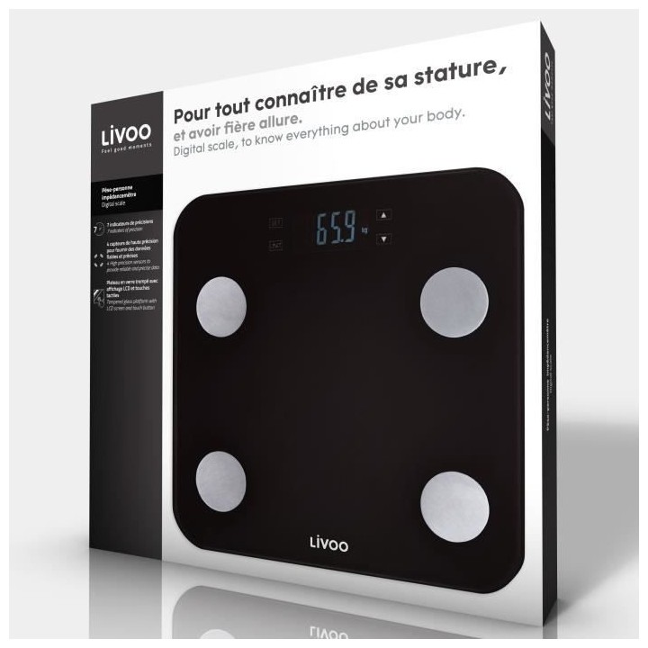 LIVOO DOM427N Pese-personne impédancemetre - 13 mémoires utilisateur