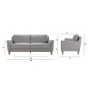 Canapé fixe 3 places LIVERPOOL -Tissu Gris clair - L 208 x P 90 x H 89 cm