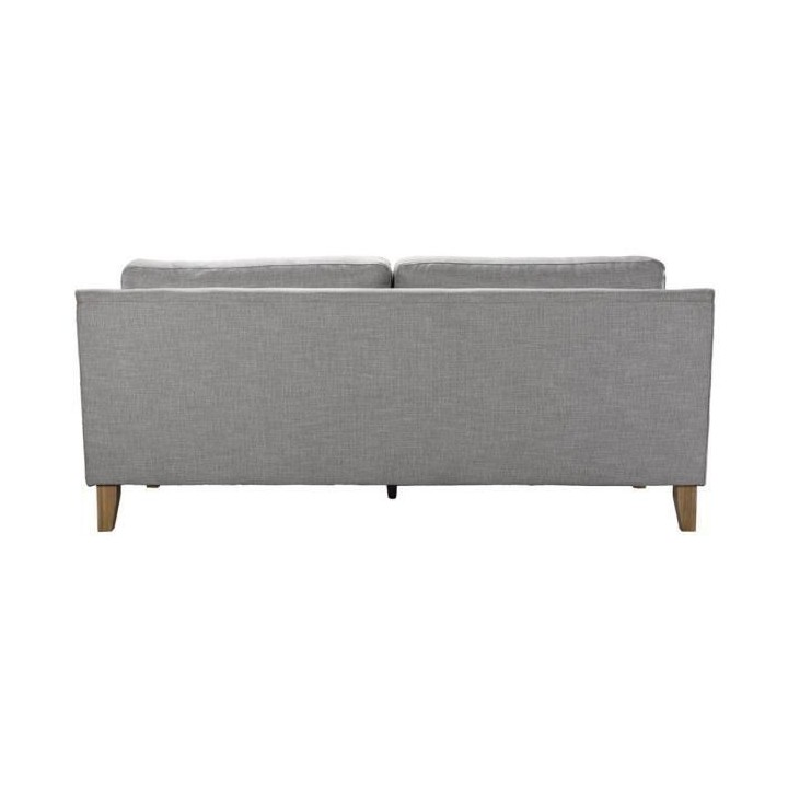 Canapé fixe 3 places LIVERPOOL -Tissu Gris clair - L 208 x P 90 x H 8