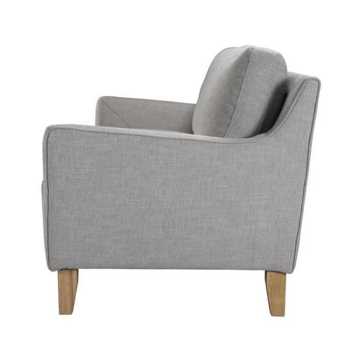 Canapé fixe 3 places LIVERPOOL -Tissu Gris clair - L 208 x P 90 x H 8