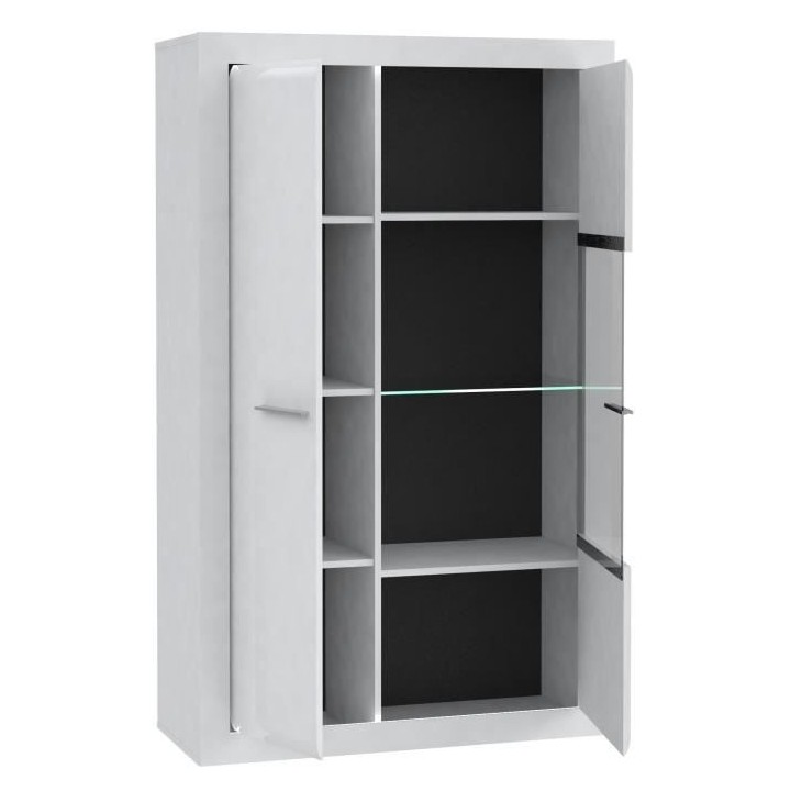L-LIGHT Vitrine contemporain mélaminé blanc mat et brillant + poign