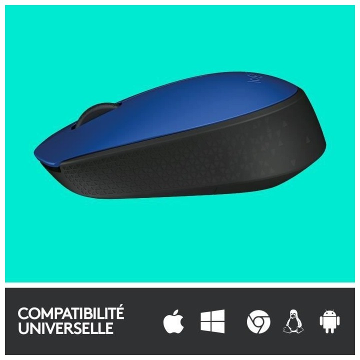 LOGITECH - Souris sans fil ambidextre M171 - Bleu