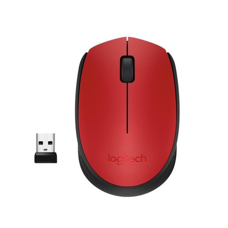 LOGITECH - Souris sans fil ambidextre M171 - Rouge - Grande portée