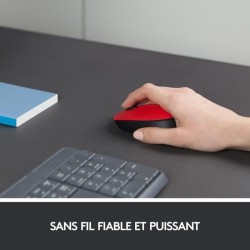 LOGITECH - Souris sans fil ambidextre M171 - Rouge - Grande portée