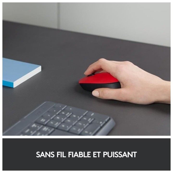 LOGITECH - Souris sans fil ambidextre M171 - Rouge - Grande portée