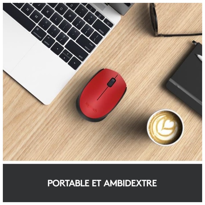LOGITECH - Souris sans fil ambidextre M171 - Rouge - Grande portée