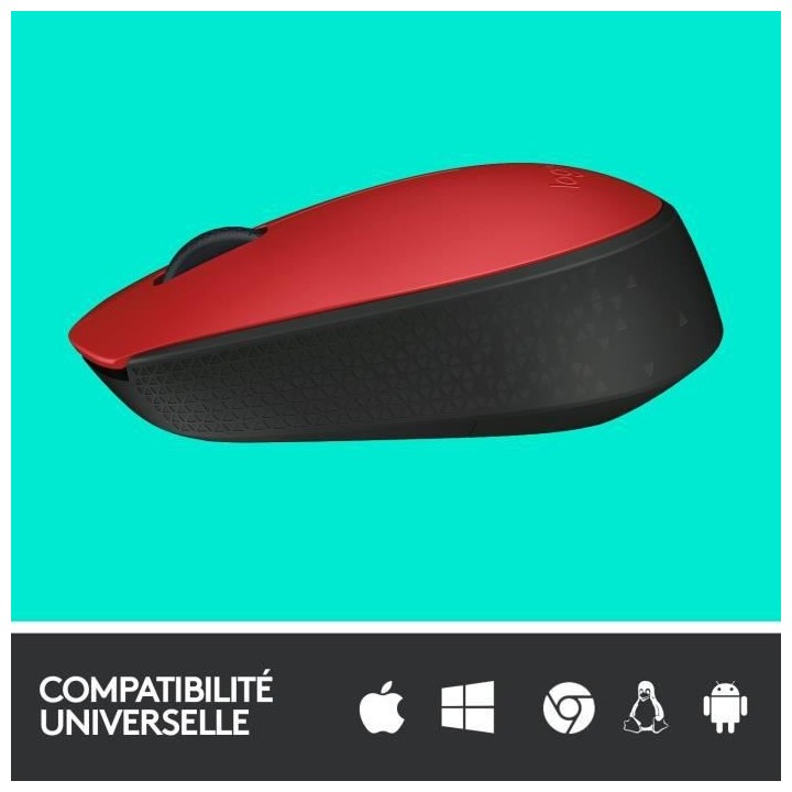 LOGITECH - Souris sans fil ambidextre M171 - Rouge - Grande portée