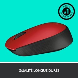 LOGITECH - Souris sans fil ambidextre M171 - Rouge - Grande portée