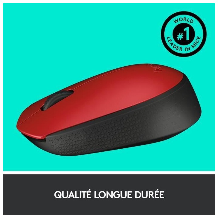 LOGITECH - Souris sans fil ambidextre M171 - Rouge - Grande portée