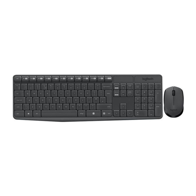 LOGITECH Ensemble Clavier Souris MK235 - Sans Fil - AZERTY - Récepteur USB