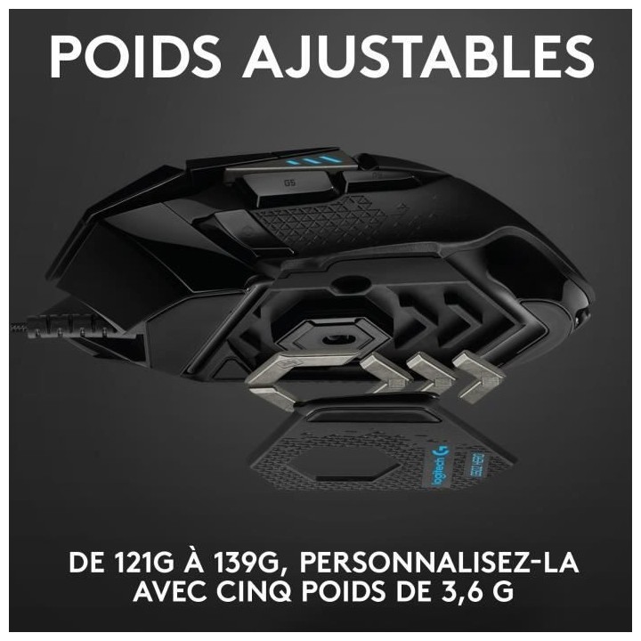 Souris gamer - filaire - Logitech - G502 Hero - USB - Noir