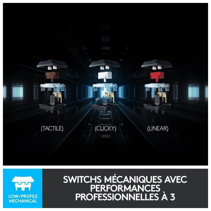 Clavier Gaming mécanique - LOGITECH G - G915 LIGHTSPEED RVB - GL TACT