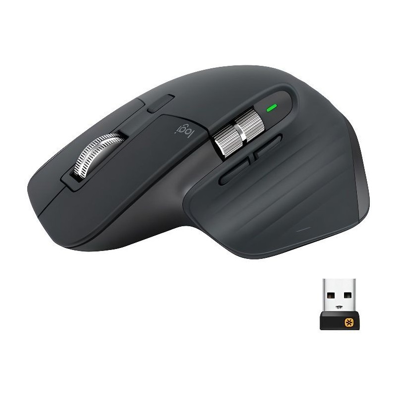 Souris sans fil - Logitech - MX Master 3 - Bluetooth/Radio Fréquence - USB - 7 Boutons - Graphite