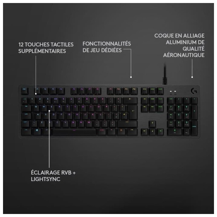 LOGITECH G - Clavier Lightsync G512 - Carbon - Switchs GX Brown