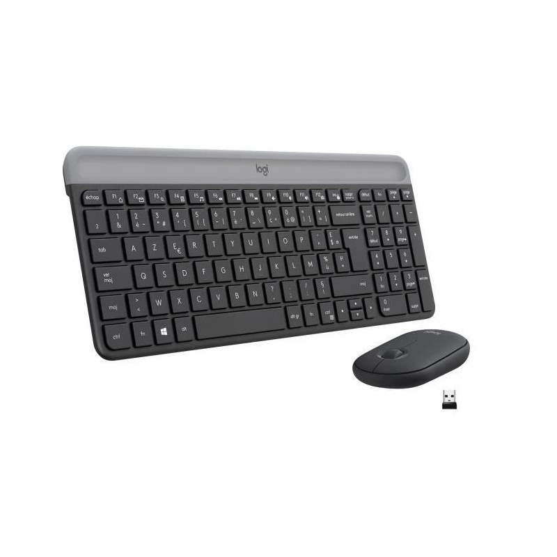 Logitech - Ensemble Clavier + Souris sans Fil et silencieux MK470 Ultra-fin - Disposition Compacte et Plate - Récepteur USB 2,4