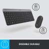 Logitech - Ensemble Clavier + Souris sans Fil et silencieux MK470 Ultra-fin - Disposition Compacte et Plate - Récepteur USB 2,4