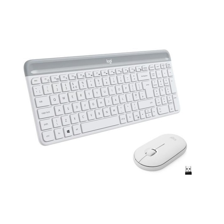 LOGITECH - Ensemble Clavier + Souris sans fil MK470 - AZERTY - Blanc