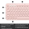 Clavier - Sans fil - LOGITECH - K380 multi device - BLUETOOTH - Design Compact - Rose