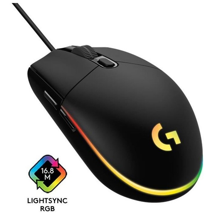 Souris gamer filaire - Logitech - G203 - LIGHTSYNC - RGB - USB - Noir