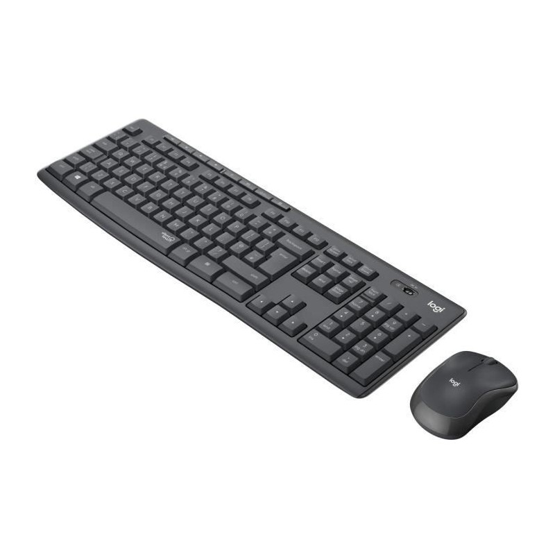 LOGITECH - Ensemble Clavier + Souris sans fil et Silencieux MK295 - AZERTY - Noir