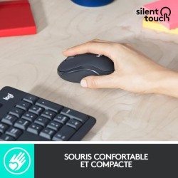 LOGITECH - Ensemble Clavier + Souris sans fil et Silencieux MK295 - AZERTY - Noir