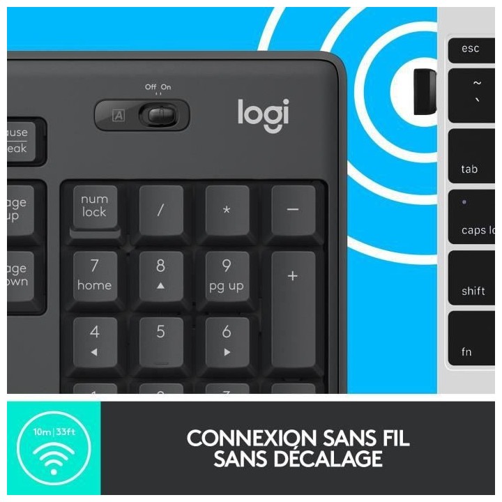 LOGITECH - Ensemble Clavier + Souris sans fil et Silencieux MK295 - AZ