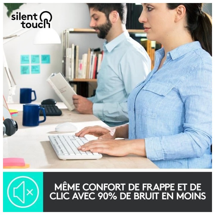 Pack Clavier Souris - Sans fil - Logitech - MK295 - SilentTouch - Pav