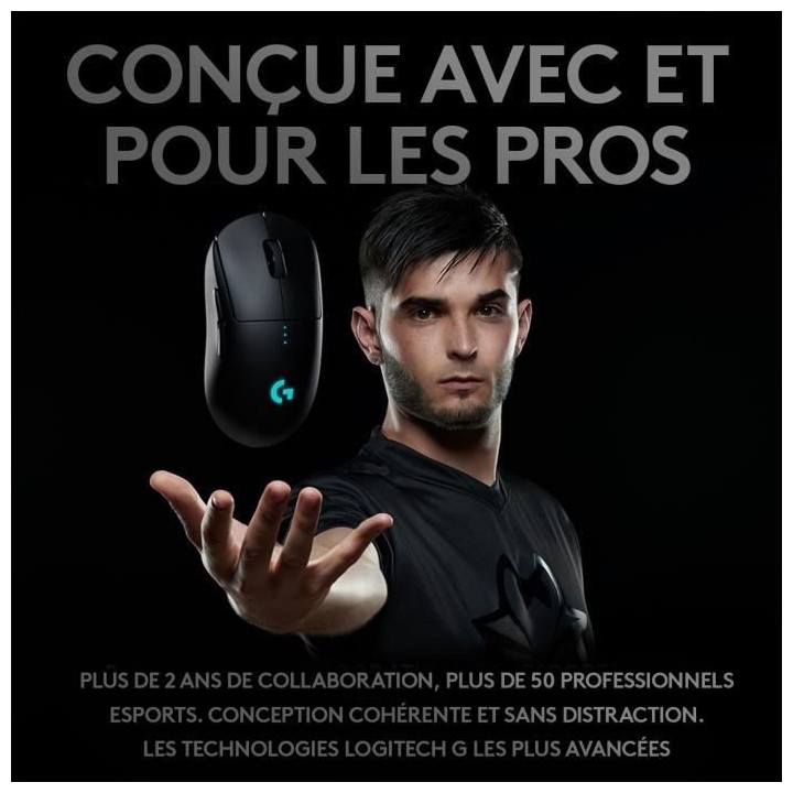 LOGITECH - Souris Gamer Sans Fil G Pro - Noir