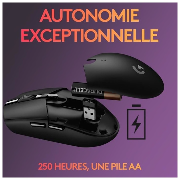 LOGITECH G - Souris Gaming sans fil G305 LIGHTSPEED Noir