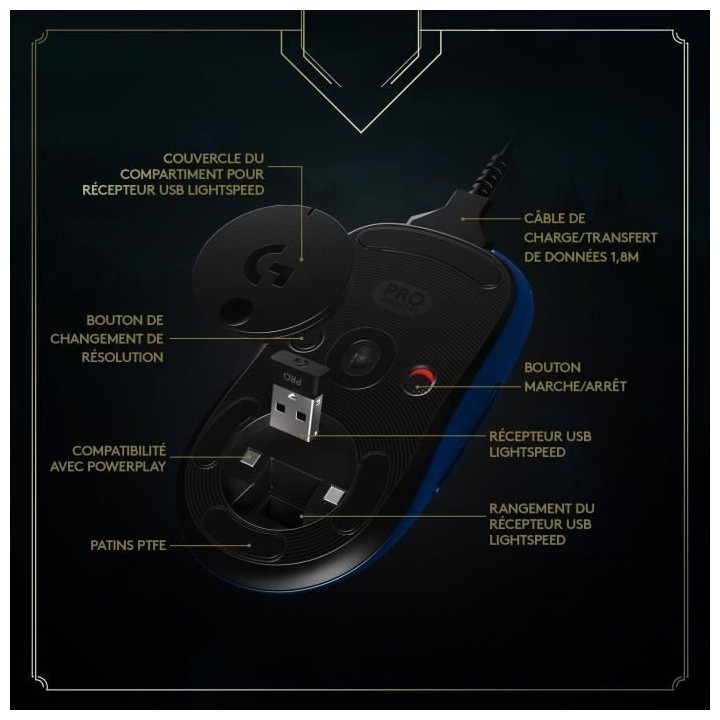 Souris Gaming Sans Fil - Logitech G - PRO X LIGHTSPEED - Edition Offic