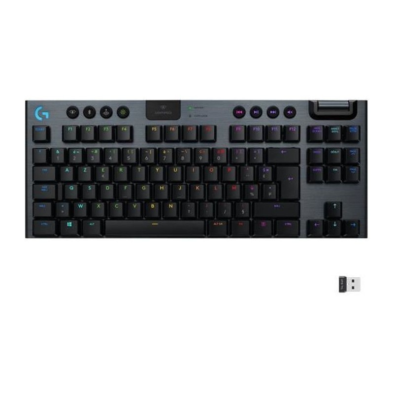 Clavier gaming mécanique Logitech G915 TKL LIGHTSPEED RVB sans fil, sans pavé numérique - GL Clicky