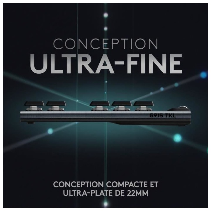 Clavier gaming mécanique Logitech G915 TKL LIGHTSPEED RVB sans fil, s