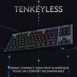 Clavier gaming mécanique Logitech G915 TKL LIGHTSPEED RVB sans fil, sans pavé numérique - GL Clicky