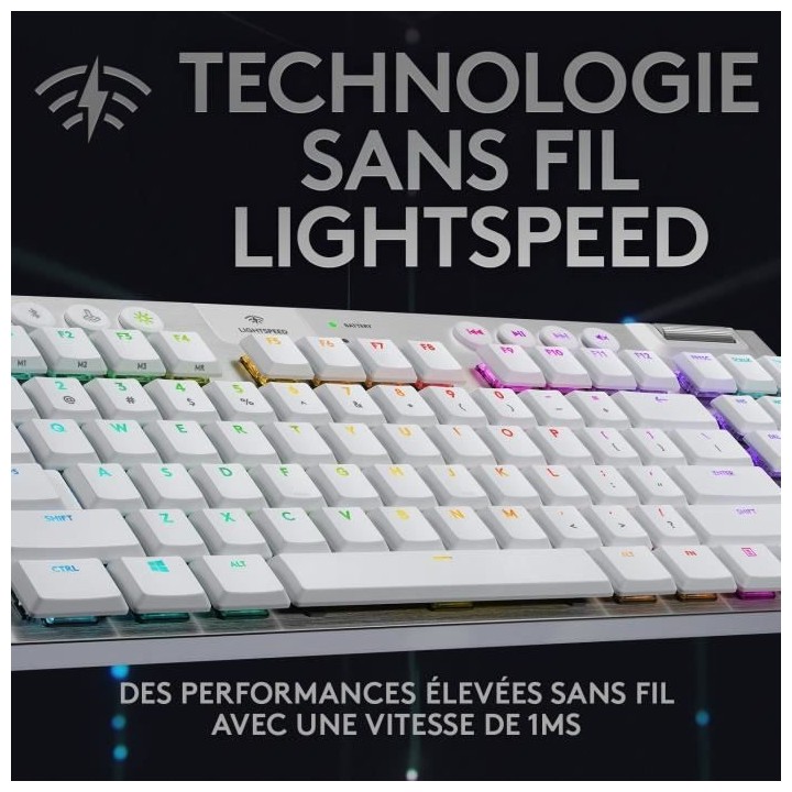 Clavier gaming mécanique Logitech G915 TKL LIGHTSPEED RVB sans fil, s