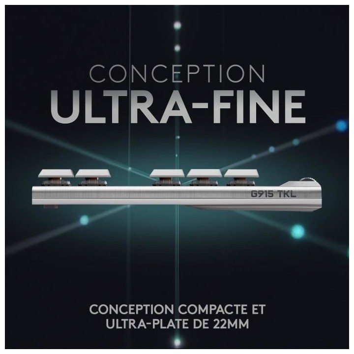 Clavier gaming mécanique Logitech G915 TKL LIGHTSPEED RVB sans fil, s