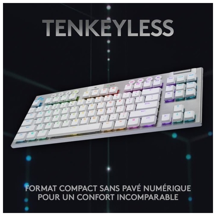 Clavier gaming mécanique Logitech G915 TKL LIGHTSPEED RVB sans fil, s