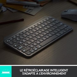 Clavier sans fil Logitech - MX Keys Mini - ROSE - Compact, Bluetooth, rétroéclairé pour MAC, iOS, Windows, Linux, Android