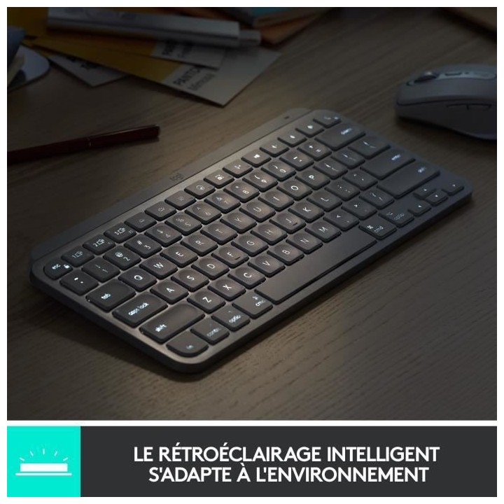 Clavier sans fil Logitech - MX Keys Mini - Pour MAC - Compact, Blueto