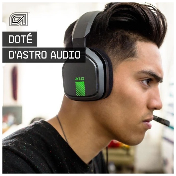 Casque Gaming filaire - ASTRO A10 - Compatible Xbox - Gris et Vert