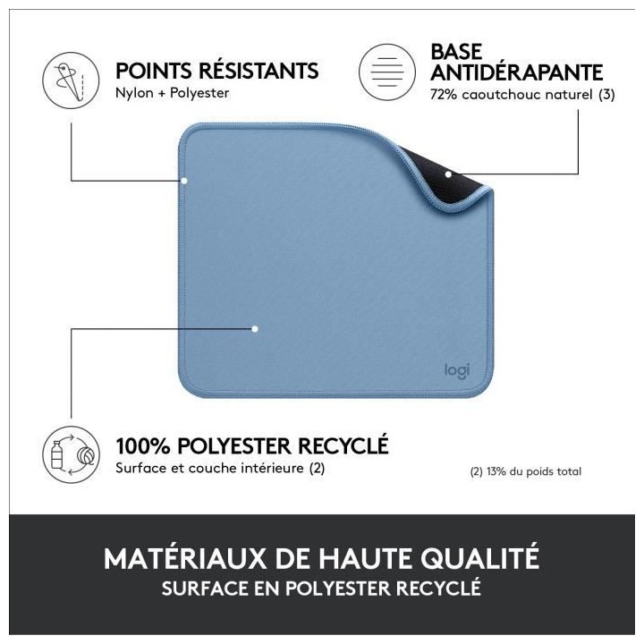 Tapis de souris durable - Logitech - Série Studio - Glissement facile
