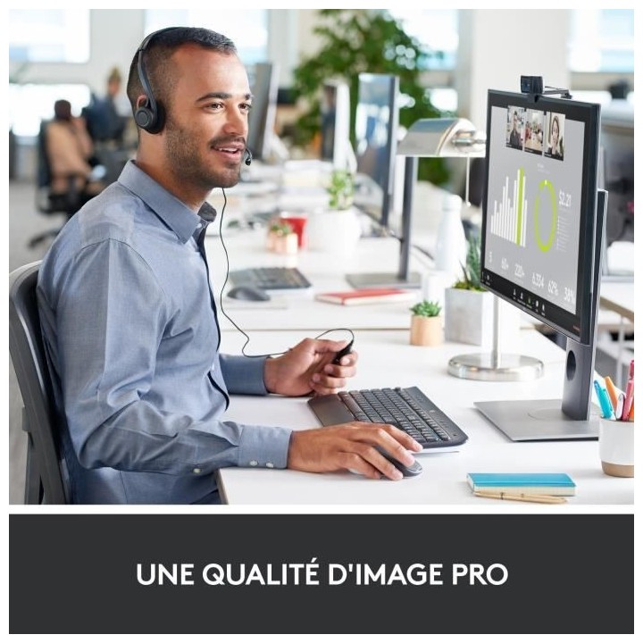 Webcam HD - Logitech - C920S Pro - USB avec microphone stéréo intég