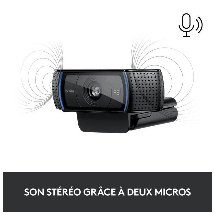 Webcam HD - Logitech - C920S Pro - USB avec microphone stéréo intég
