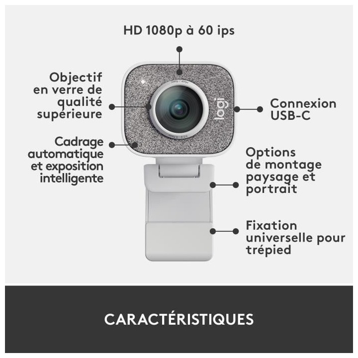 Logitech StreamCam : webcam pour streaming YouTube et Twitch, full HD