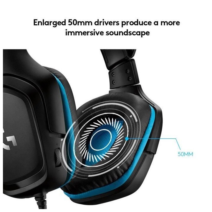 LOGITECH G - Casque Gamer filaire G432 avec son surround 7.1 - Noir