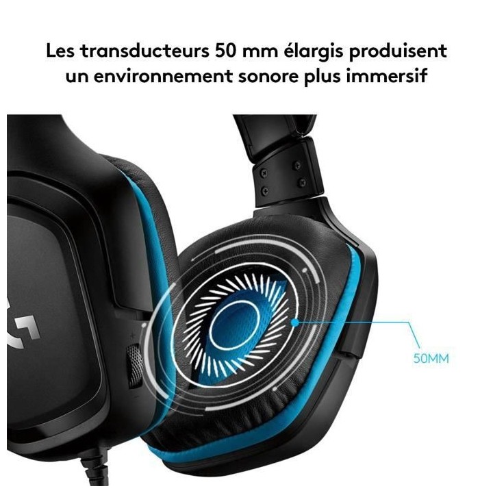 LOGITECH G - Casque Gamer filaire G432 avec son surround 7.1 - Noir