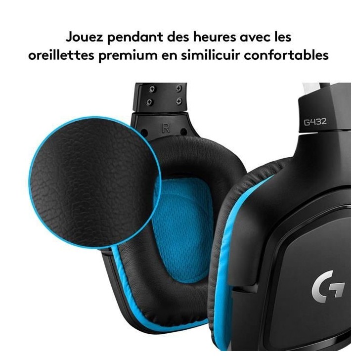 LOGITECH G - Casque Gamer filaire G432 avec son surround 7.1 - Noir