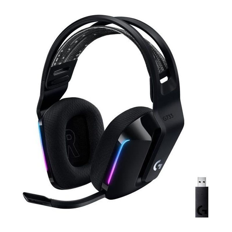 Casque Gaming - Sans fil - LOGITECH G - G733 LIGHTSPEED - Noir