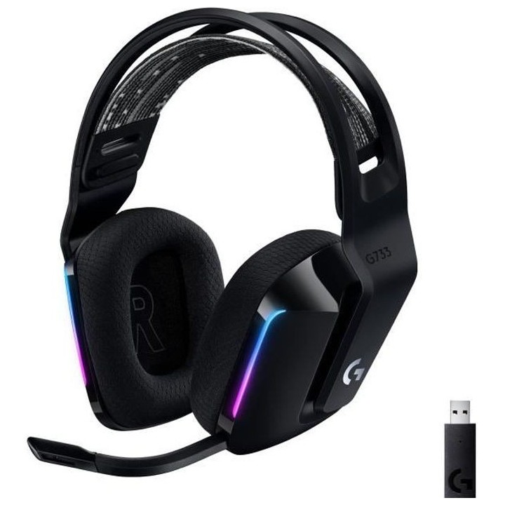 Casque Gaming - Sans fil - LOGITECH G - G733 LIGHTSPEED - Noir