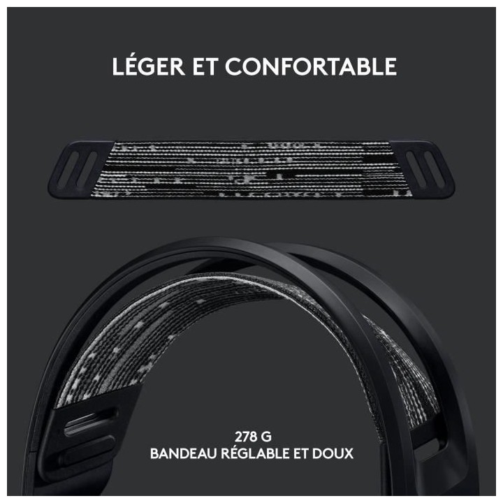 Casque Gaming - Sans fil - LOGITECH G - G733 LIGHTSPEED - Noir