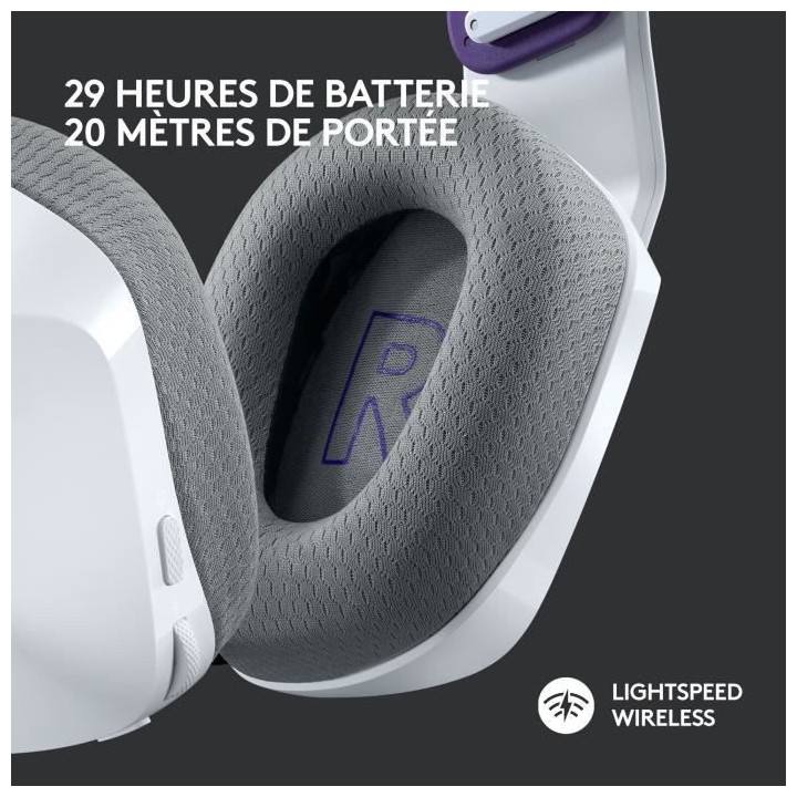 Casque Gaming - Sans fil - LOGITECH G - G733 LIGHTSPEED - Blanc